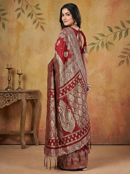Shree Shyam Fashion Maroon Silk Blend Saree