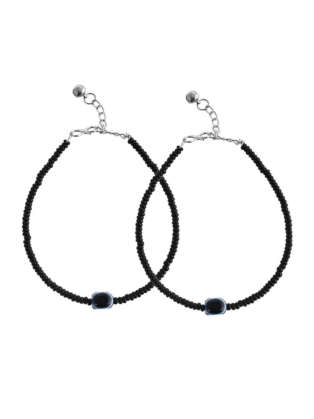 VOJ Women Black Color stainless steel Anklet