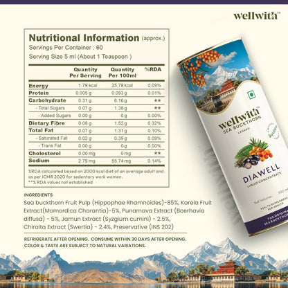 Wellwith DiaboWin (Diawell) Karela & Jamun Juice with Seabuckthorn