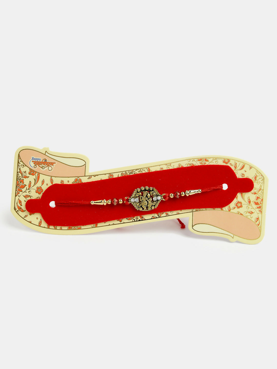 NVR Men Set of 4 Multicolor Radha Krishna & Peacock Design Rakhi With Roli Chawal & Chocolate