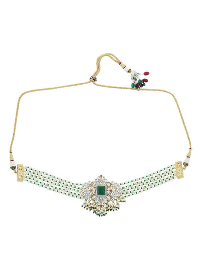 Green Stone Kundan Choker- Ruby Raang