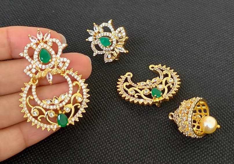 AD Emeralds Designer Jhumkas