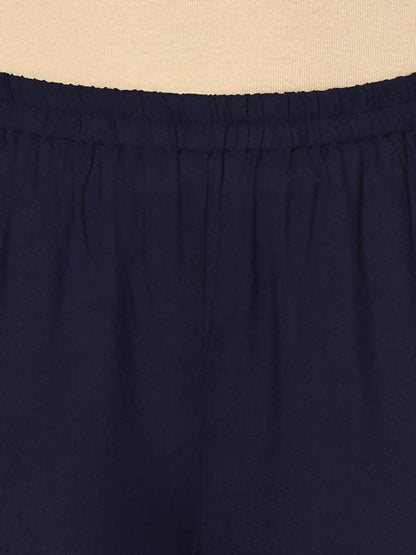 Aniyah Rayon Navy Blue Color Block Print Flared Slip-On Palazzo (AN-178K)