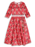 Ahalyaa Girls Floral Printed Velvet Ready to Wear Kids Lehenga Choli