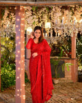 Red Georgette With Embroidery Sequence Work Saree