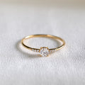 Round Cut Sterling Silver Engagement Ring