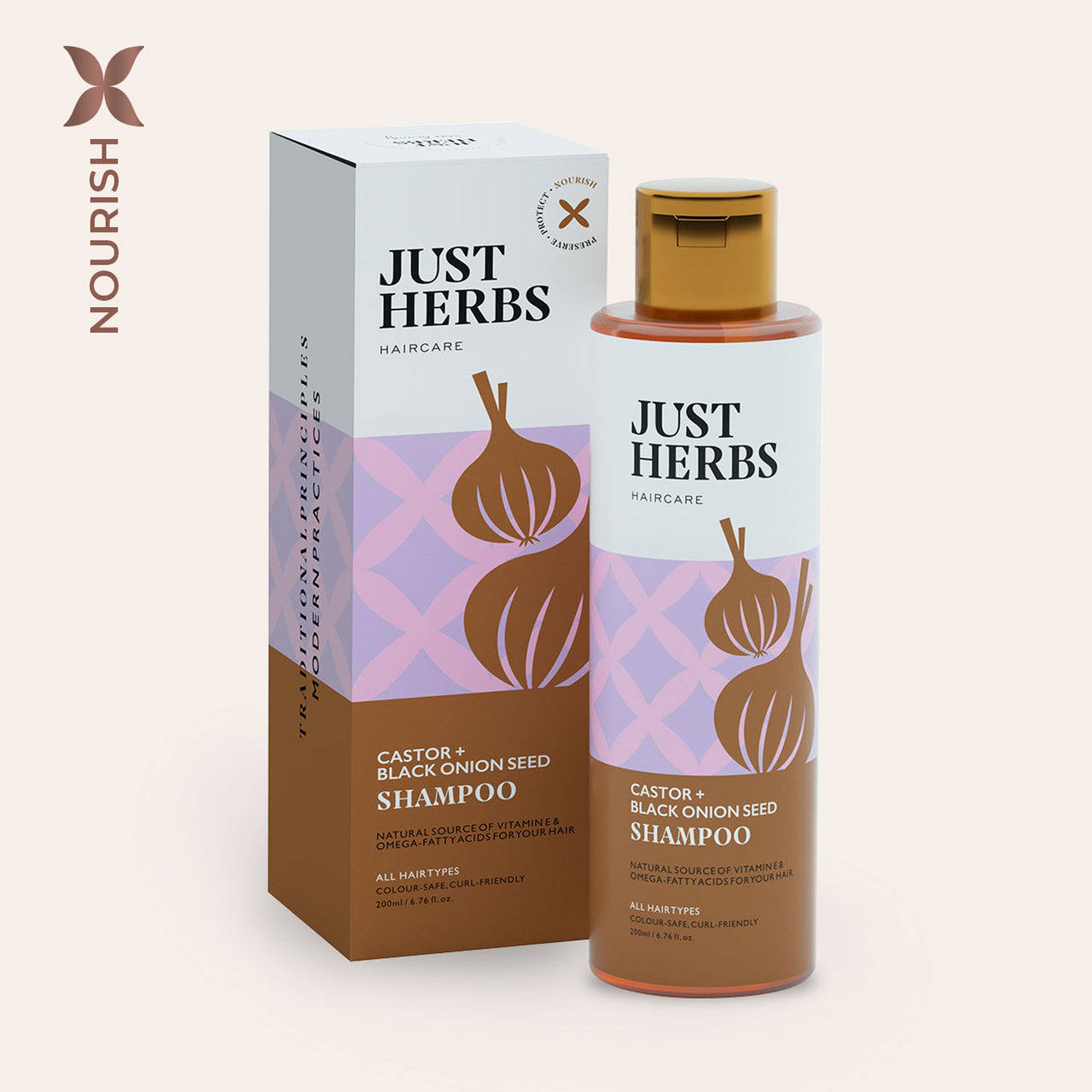 Just Herbs Castor and Black Onion Seed Shampoo - 200 ml