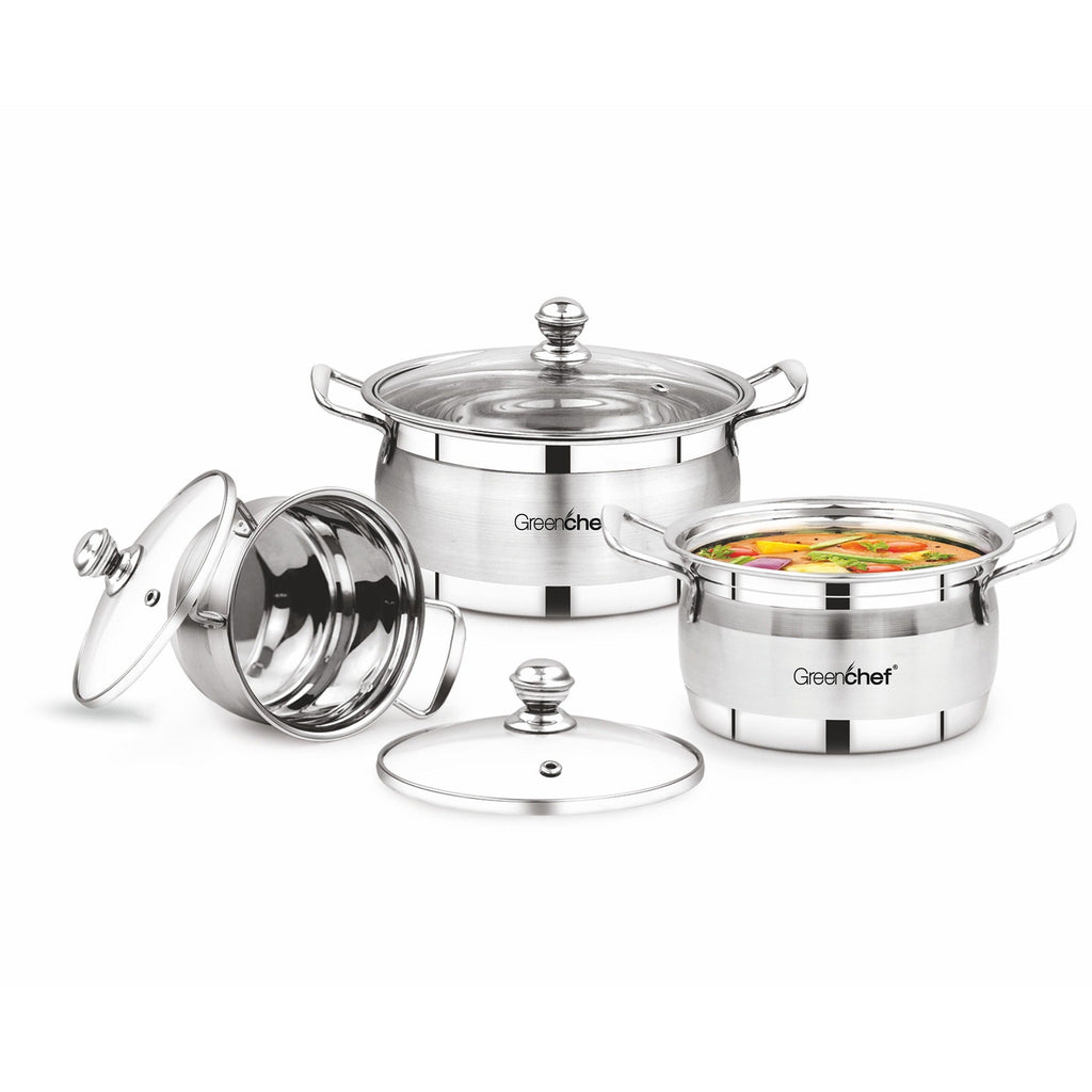Greenchef 3-in-1 Stainless Steel Cook and Serve Induction Bottom Cookware Set
