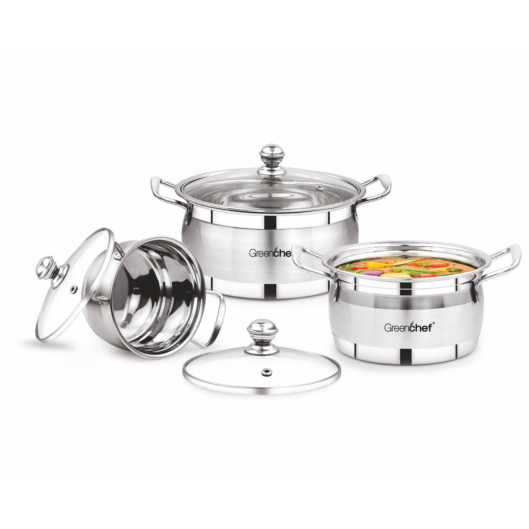 Greenchef 3-in-1 Stainless Steel Cook and Serve Induction Bottom Cookware Set