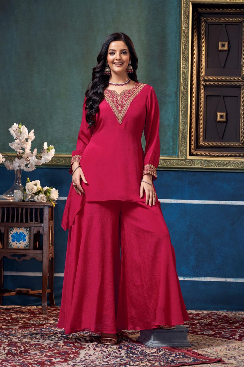 Anaita Pink Readymade Suit with Coding Work