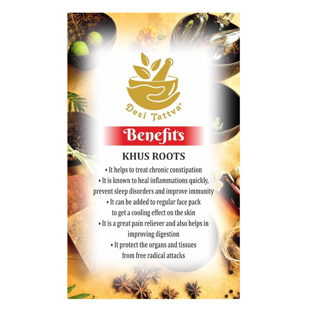 Desi Tattva 100% Pure Khus Root (Vetiver Root) - 100 gms