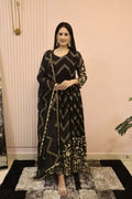 Fox Georgette With Embroidery Work With Full Sleeve Gown Bottom Dupatta Set