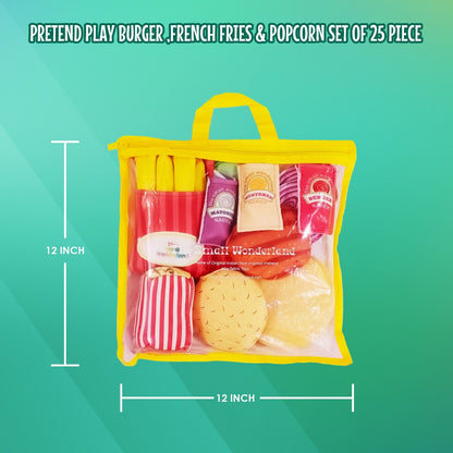 The Small Wonderland Pretend play Burger ,French fries & popcorn - 25 piece