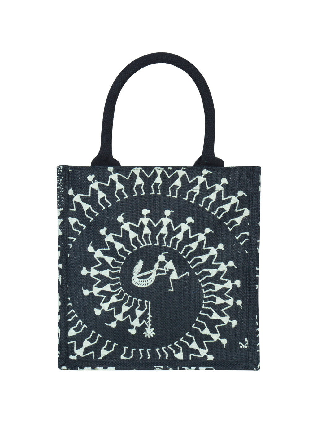 Jute Cottage Zipper Warli Bag Zipper Lunch