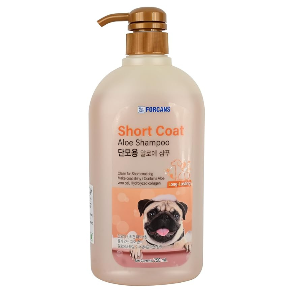 Pet Needs Forcans Short Coat Aloe Shampoo - 750 Ml | Shiny and Healthy Coat | Customised Shampoo | Characteristics of Pure Aloe Vera Gel