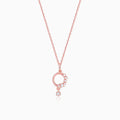 Rose Gold Circular Drop Pendant With Link Chain