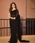Women's Classic Party Wear Georgette,Embroidery Sequence Work Sari With Blouse
