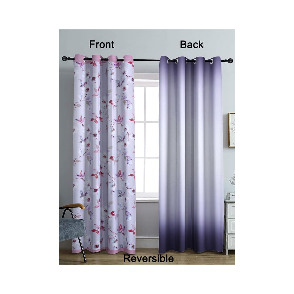 Cortina Double Sided Printed Reversible Door Blackout Curtains 220 Gsm | Door-7 Feet | White | Heather