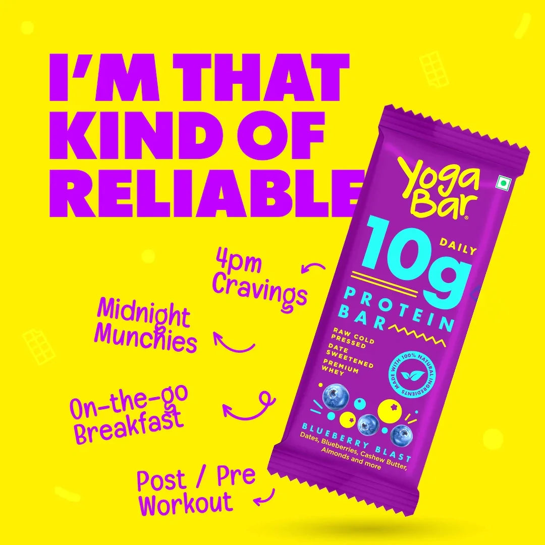 Yogabar Blueberry Blast 10g Protein Bar - 60 gms