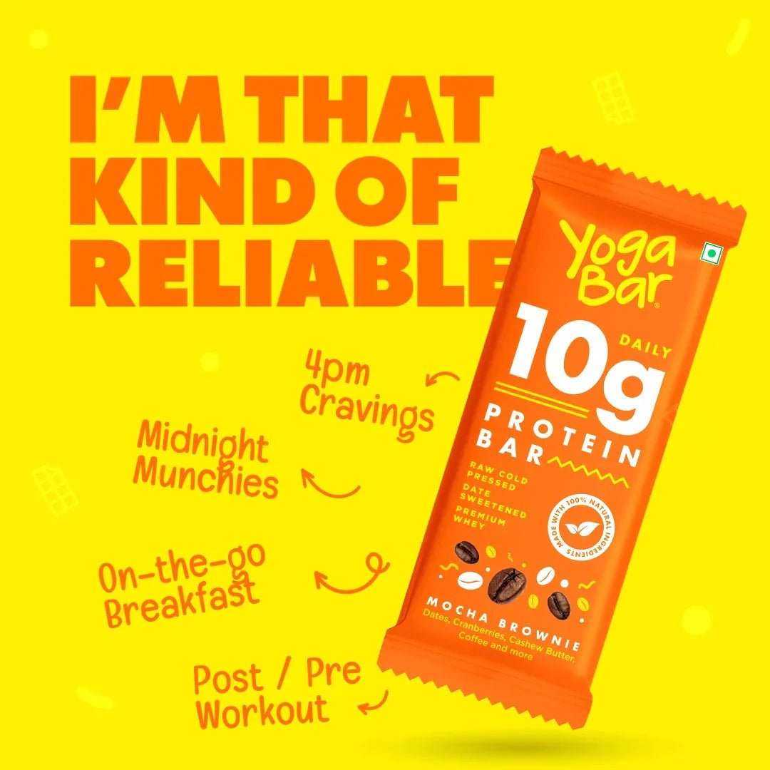 Yogabar Mocha Brownie 10g Protein Bar - 60 gms