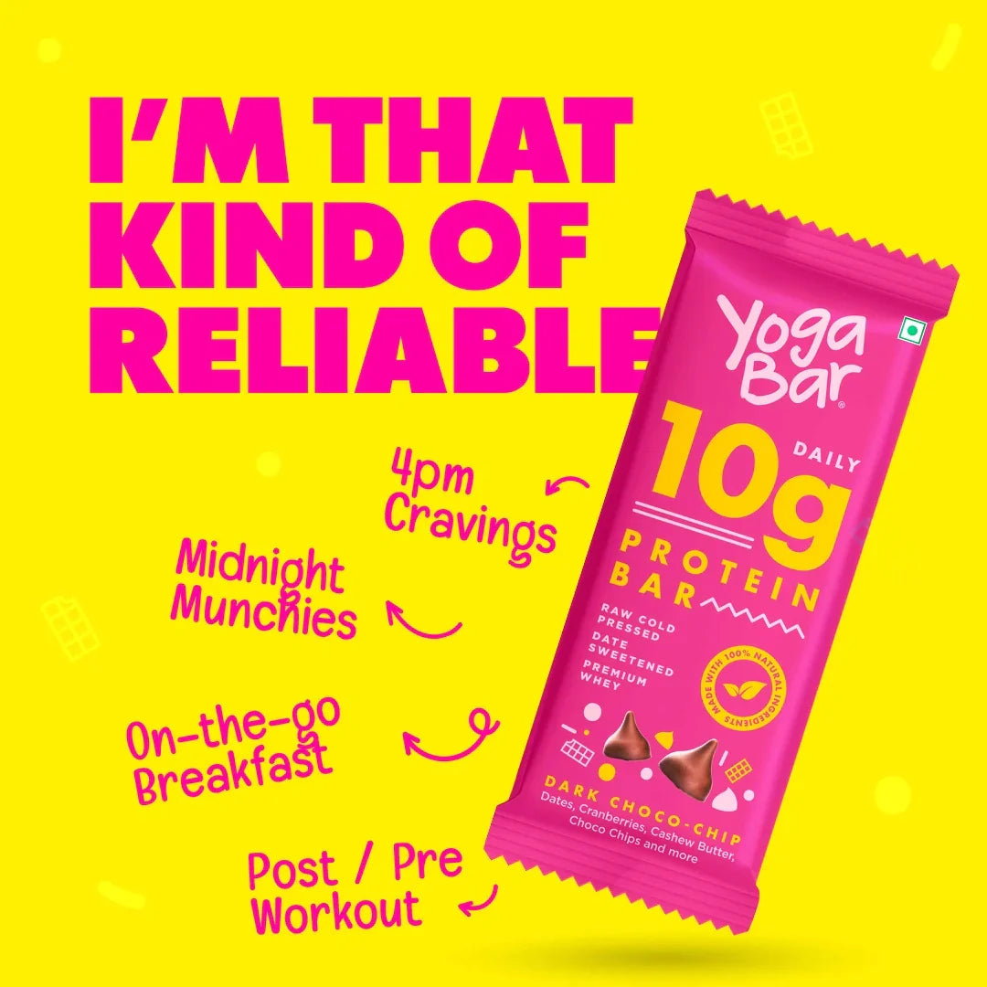 Yogabar Dark Choco 10g Chip Protein Bar - 60 gms