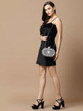 Mosaic Marble Mosaic Embellished Metal Box Clutch