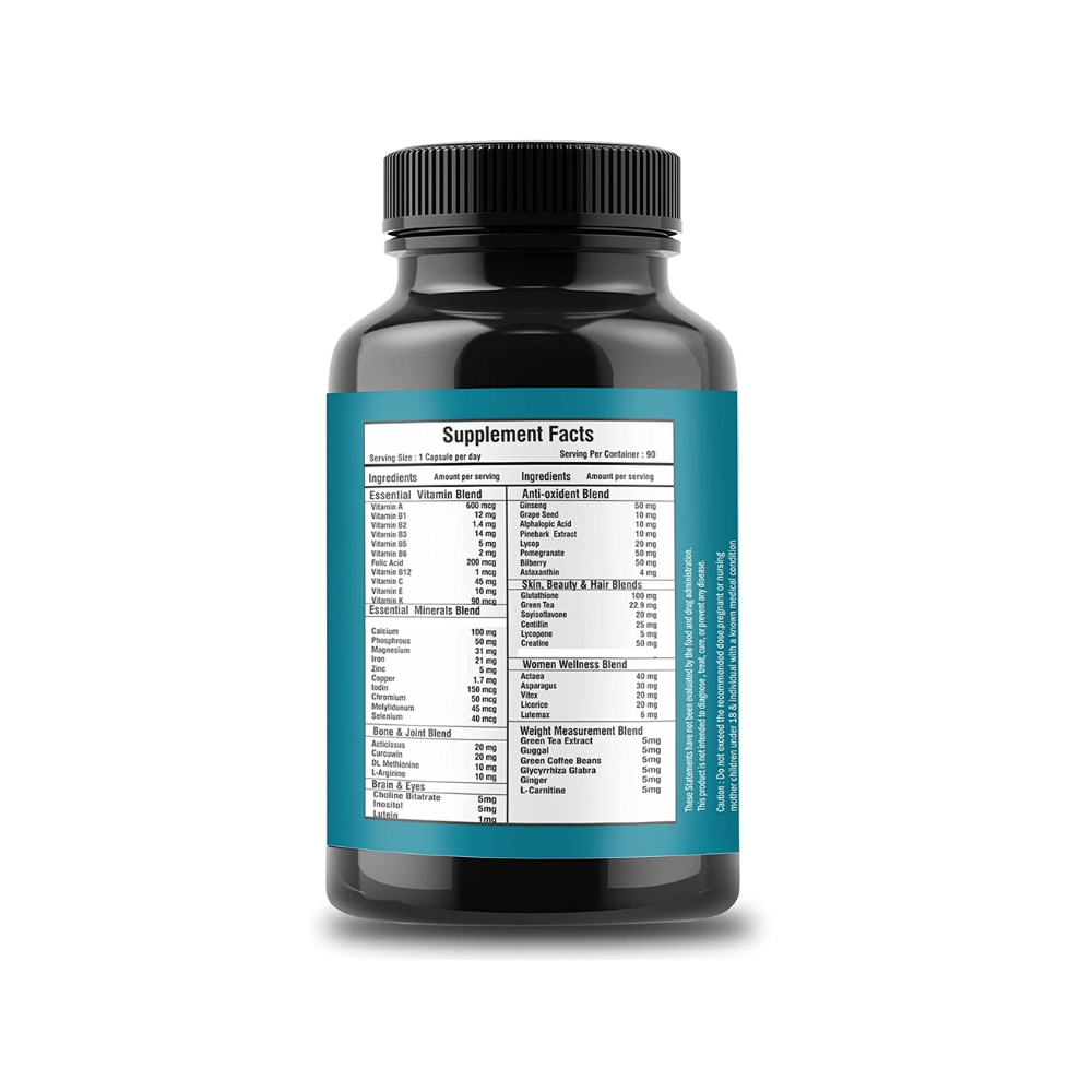 Glowsik Multivitamin for Women With Biotin, Vitamin D, Calcium, Folic Acid, Zinc, Iron, Vitamin B12 - 90 Veg Caps