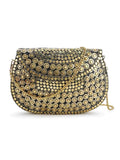 Mosaic Embellished Metal Clutch