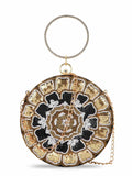 Gala Floral Emroidered Faux Silk Clutch