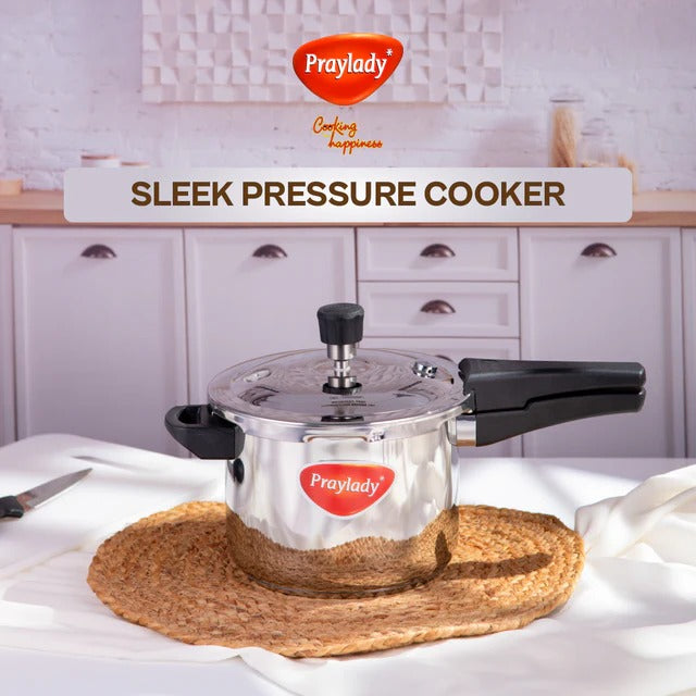 PrayLady Sleek Stainless Steel Pressure Cooker Induction Base