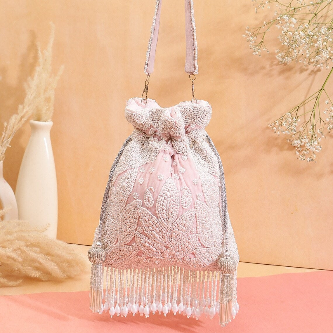 Designer pearl embroidered Potli bags