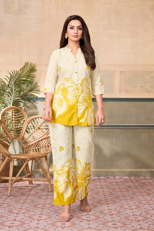Anaita Yellow Stylish Readymade Co-Ords Set