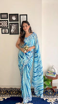 Soft Crush Multi Color Print Georgette Sari & Blouse