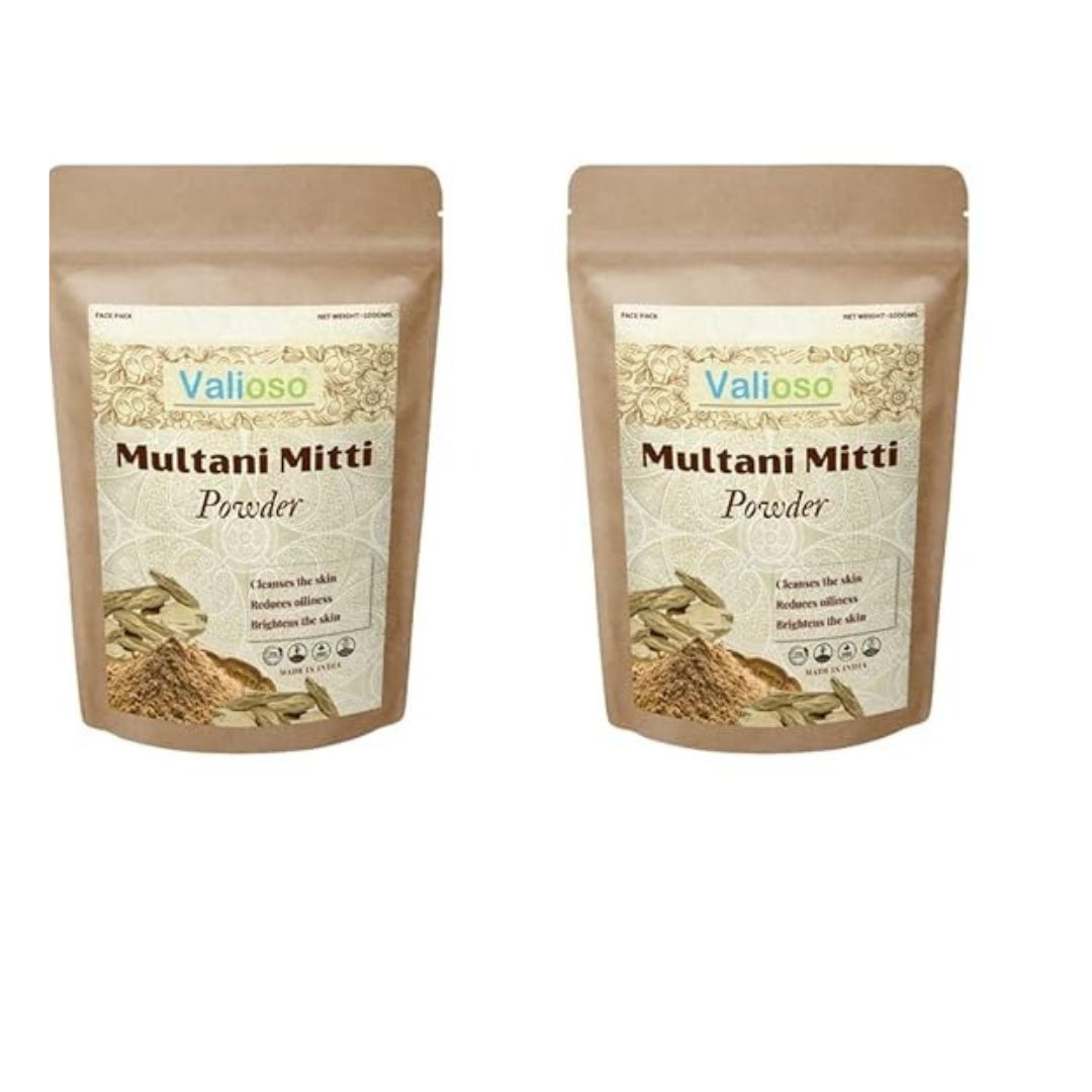 Valioso Multani Mitti Powder for Face Skin and Hair - 100 gms (Pack of 2)