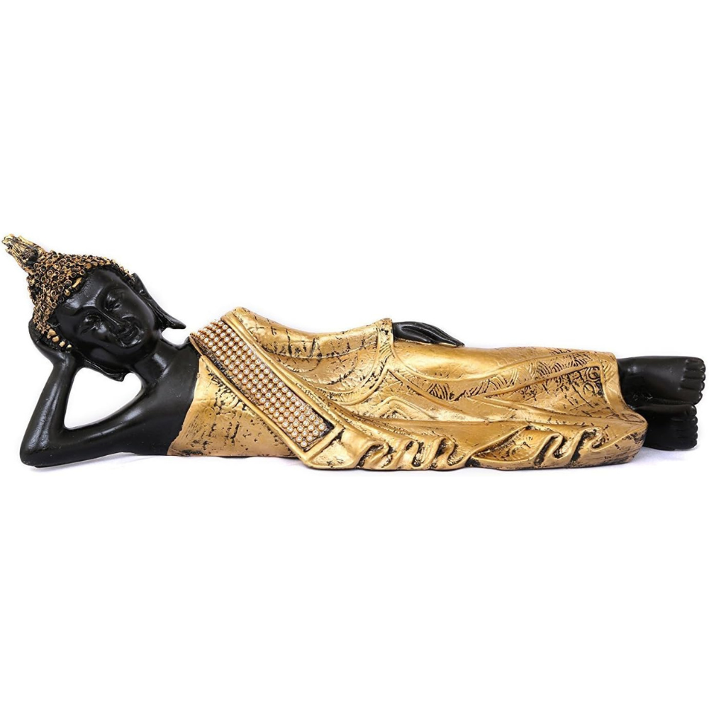 Ecraftindia Polyresin Lord Buddha Idol | Golden and Black