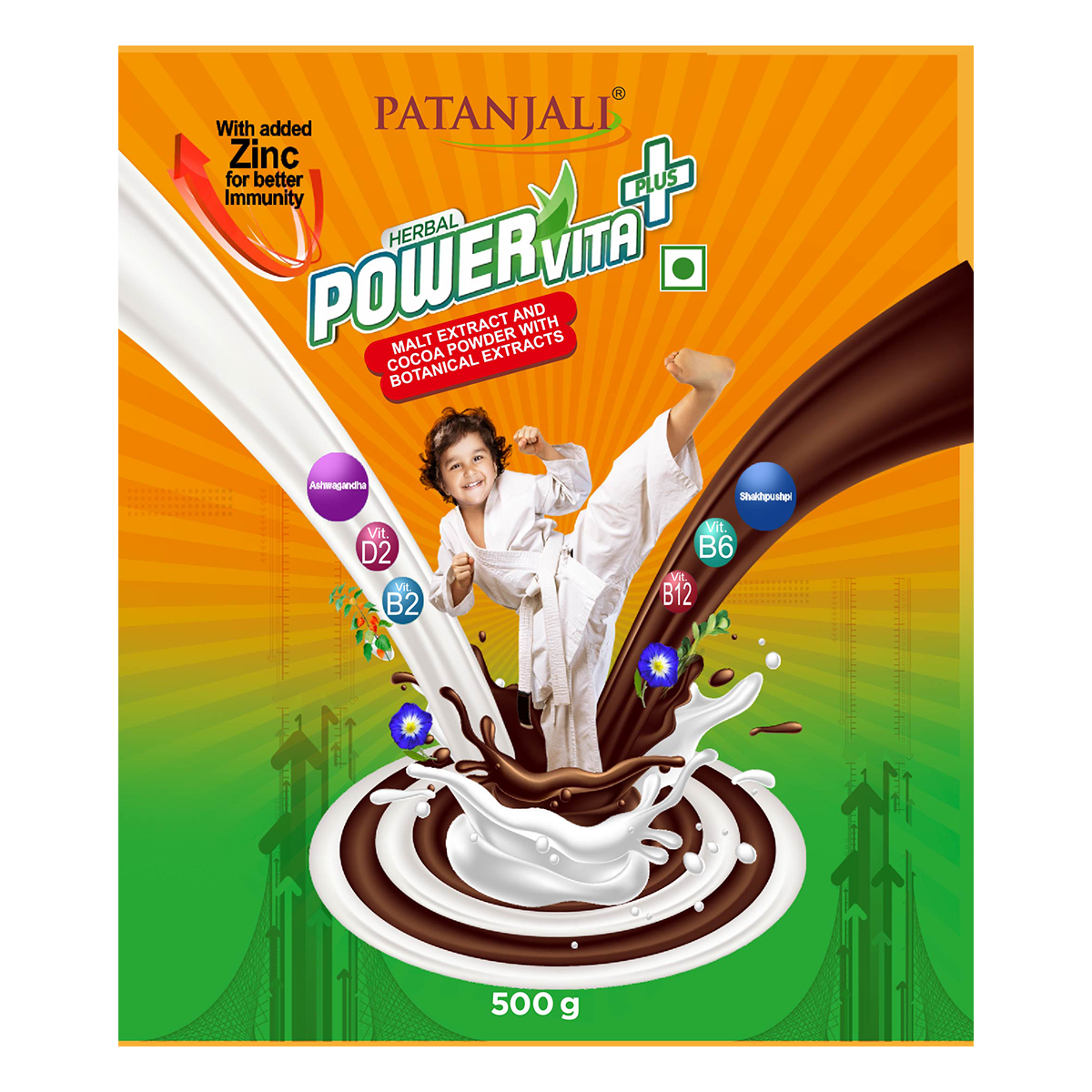 Patanjali Herbal Powervita Powder Plus Refill Pack - 500Gm
