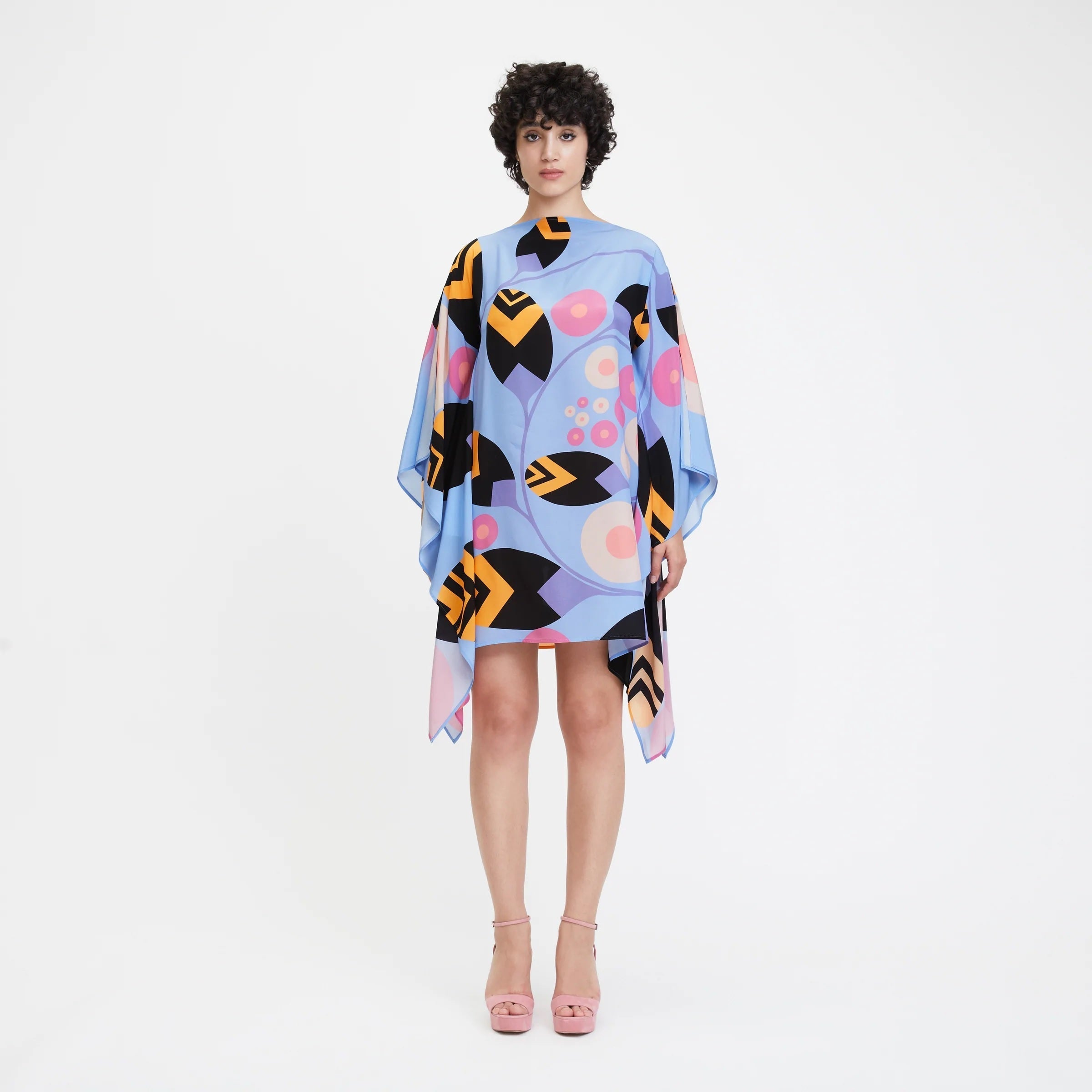 Designer French Moss Caftan, Printed Short Kaftan