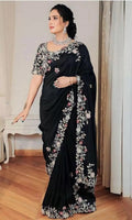Party Wear Georgette Embroidery Work Saree With Blouse