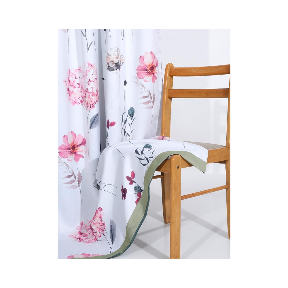 Cortina Double Sided Printed Reversible Door Blackout Curtains 220 Gsm | Door-7 Feet | White | Grey