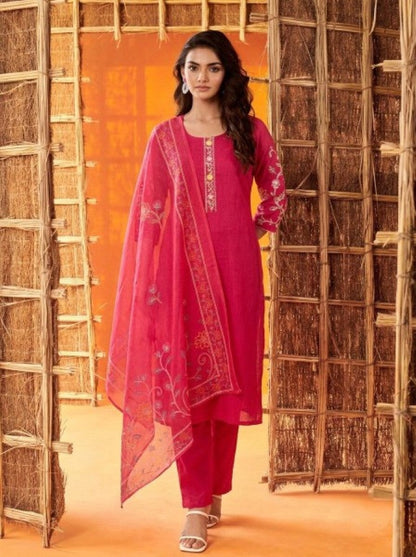 Anaita Pink Readymade Suit with Embroidery Work