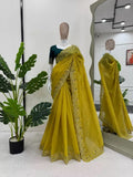 Crunchy Silk With Sequence Work Saree Blouse For Women's