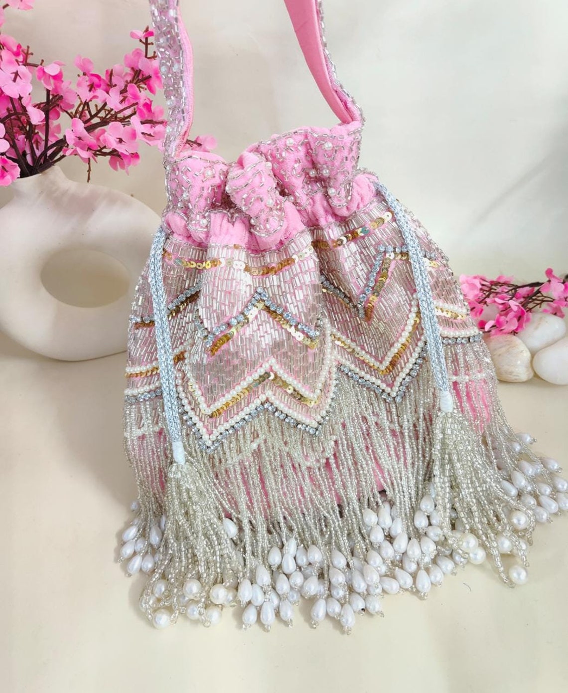 Designer Silver Work Potli bags