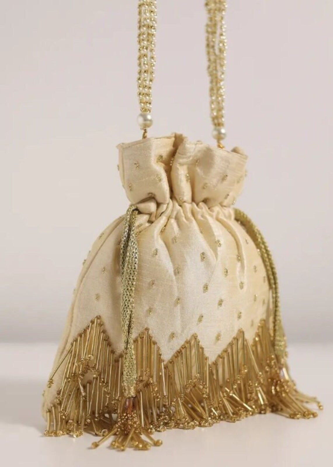 Designer Cream White Potli Bag