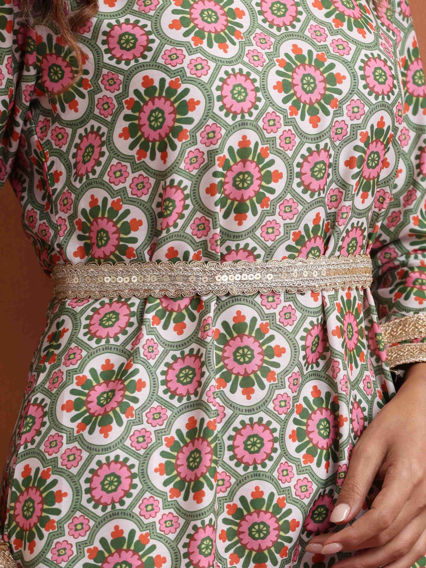 trueBrowns Light Gold Embellished Belt