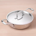 The Indus Valley Tri-Ply Stainless Steel Saute Pan 22cm 2L with Steel Lid