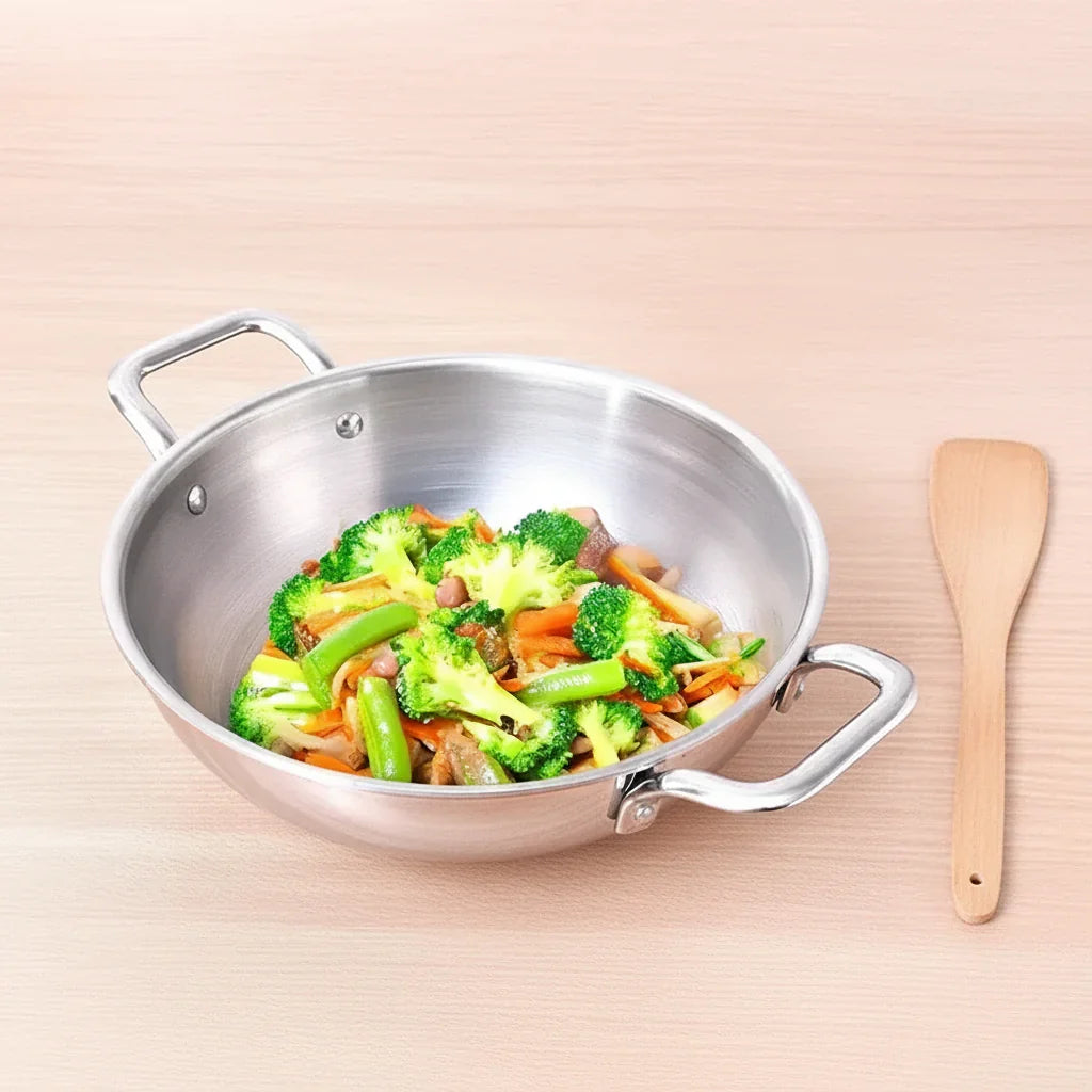 The Indus Valley Stainless Steel Kadai with Free Flip