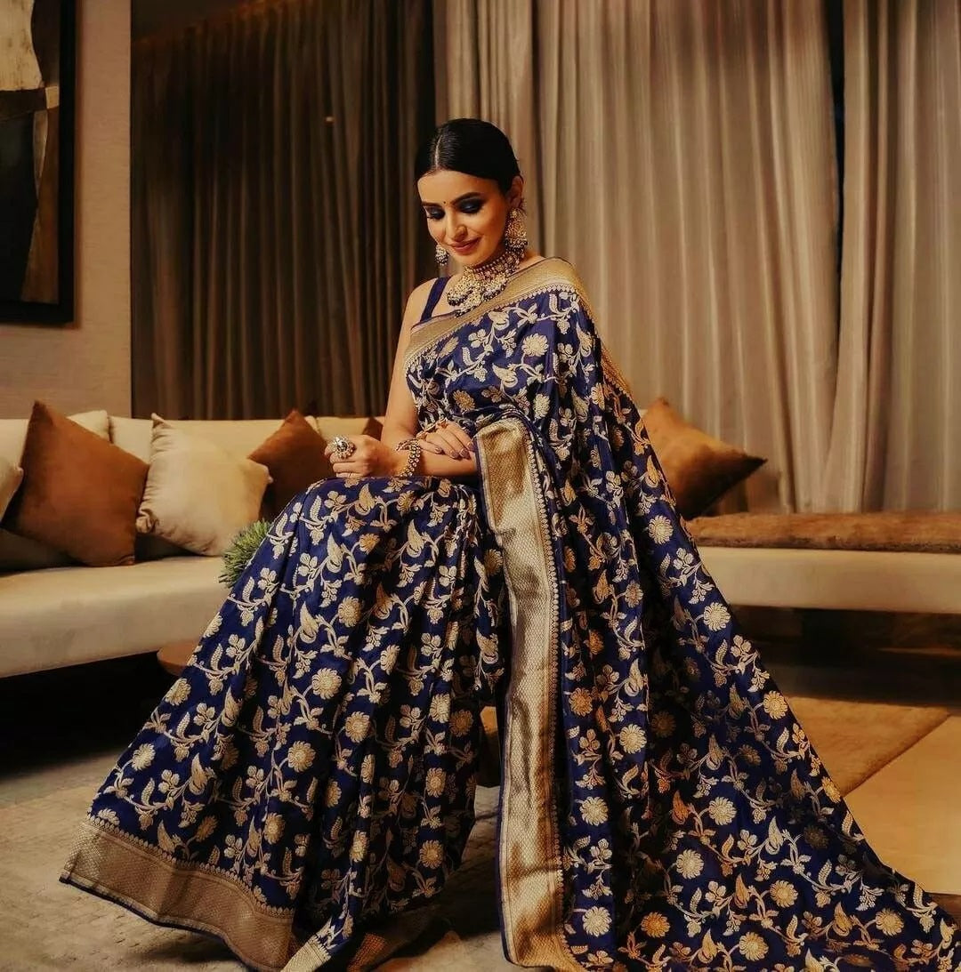 Soft Lichi Silk Saree With Blouse