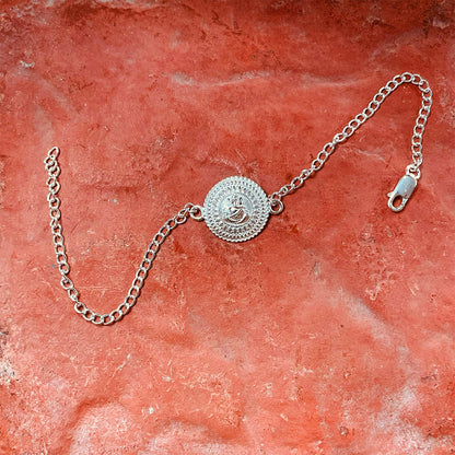 trueBrowns 925 Sterling Silver Embossed Ganesh Idol Silver Chain Rakhi