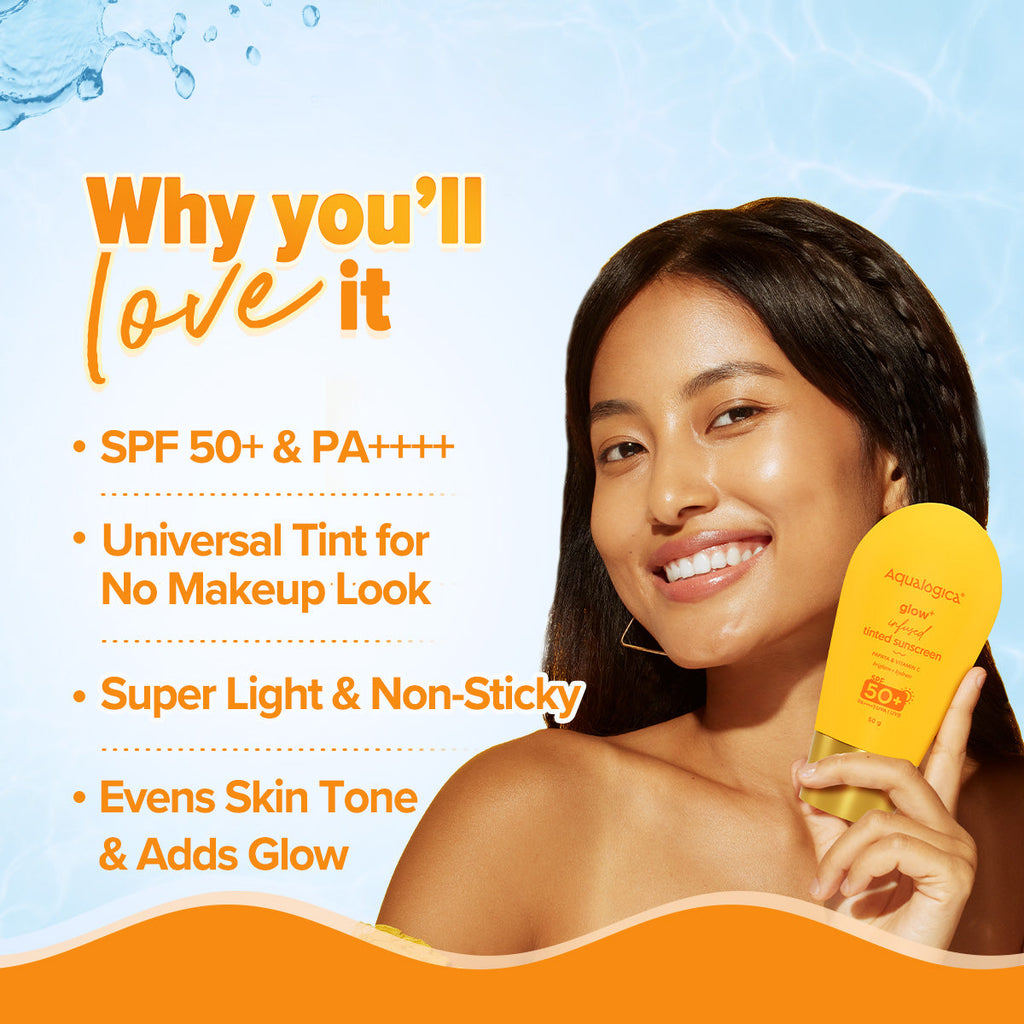 Aqualogica Glow+ Infused Tinted Sunscreen With Papaya & Vitamin C - 50 gms