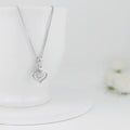 Silver Zircon Dual Heart Pendant with Link Chain